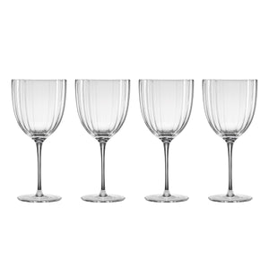 Lenox Curva Mouth-blown Scalloped Wine Glasses Artisan Set of 4 Vintage Barware Style 898794