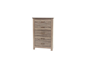 English Elm Natural Retro-Modern Wooden Dresser with Tapered Legs, Weathered Grey-Brown Finish & Black Grooves Natural 35 L x 20 W x 55 H B011P193967