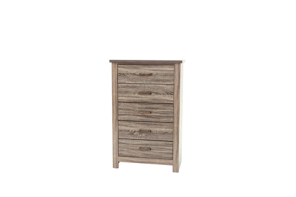 English Elm Natural Retro-Modern Wooden Dresser with Tapered Legs, Weathered Grey-Brown Finish & Black Grooves Natural 35 L x 20 W x 55 H B011P193967