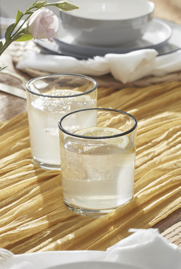 Lenox 24 Seven Clear Glass Tumblers with Colored Rim Accent Dishwasher Safe Set of 6 Everyday Use Pumice 898834