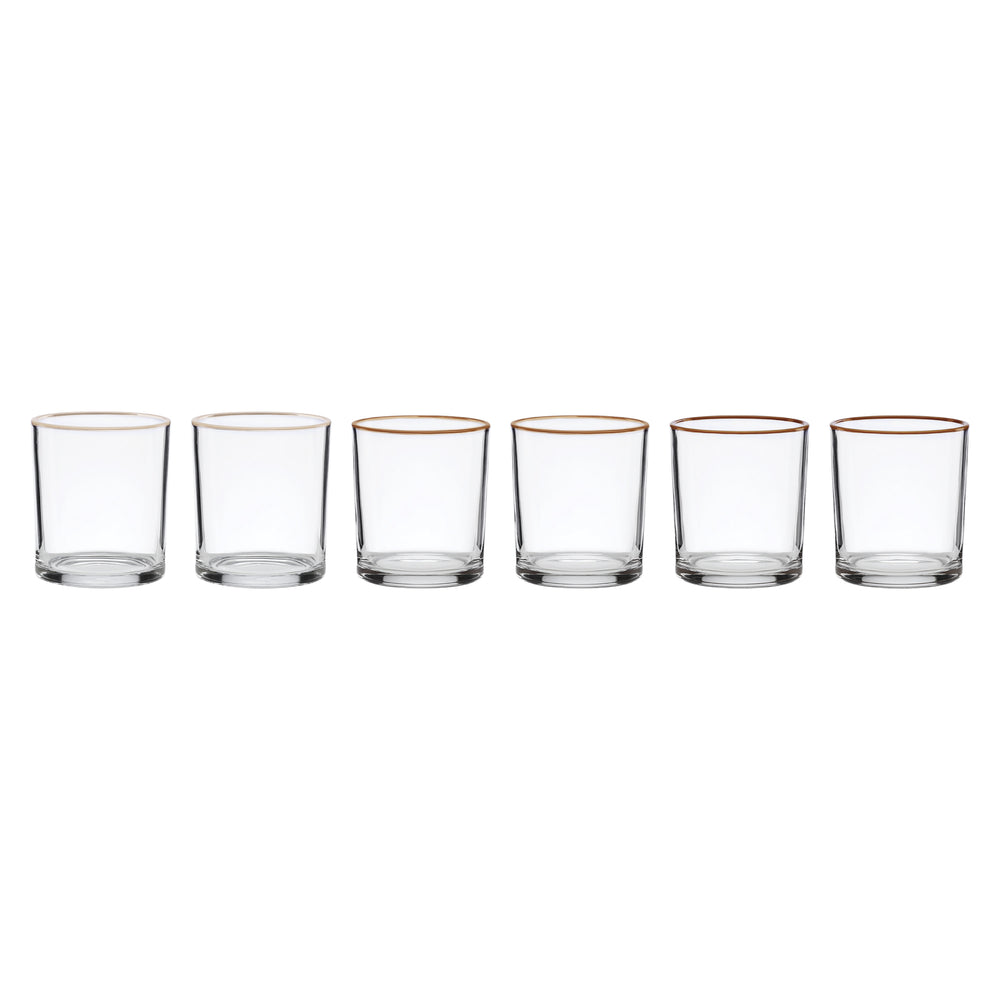 Lenox 24 Seven Clear Glass Tumblers with Colored Rim Accent Dishwasher Safe Set of 6 Everyday Use Sunbaked 898835