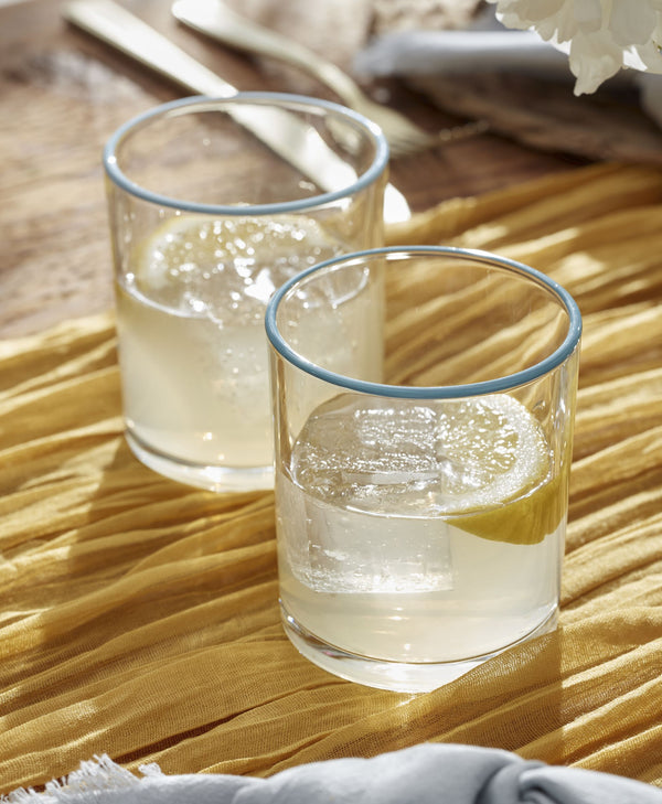Lenox 24 Seven Clear Glass Tumblers with Colored Rim Accent Dishwasher Safe Set of 6 Everyday Use Turquoise 898836
