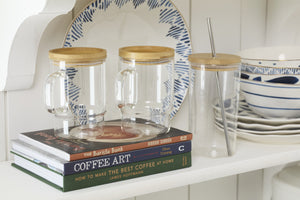 Lenox Tuscany Classics Borosilicate Glass Tumbler Set with Bamboo Lids and Steel Straws 898837