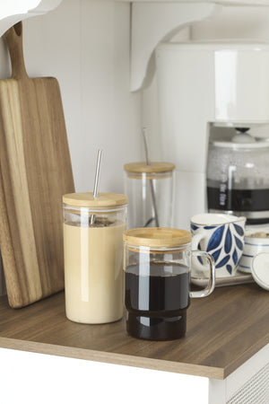 Lenox Tuscany Classics Borosilicate Glass Tumbler Set with Bamboo Lids and Steel Straws 898837