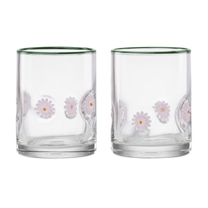 Lenox 24 Seven Embossed Daisy Glass Tumblers Set of Two for Everyday Casual Entertaining 898850