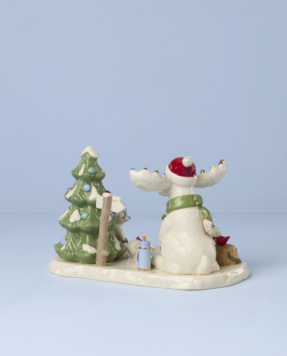 Lenox Marcel Moose Holiday Ice Fishing Figurine with Festive Lights and Gold Accent Hooves 898878