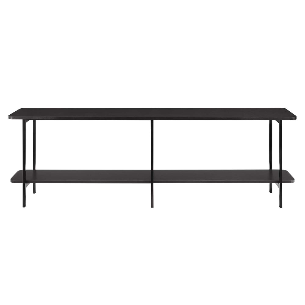 English Elm Celine 71" Console Table in Black - 2-Shelf MDF Veneer Top, Carbon Steel Legs, Fits 60" TVs, Stylish Display B365P397670