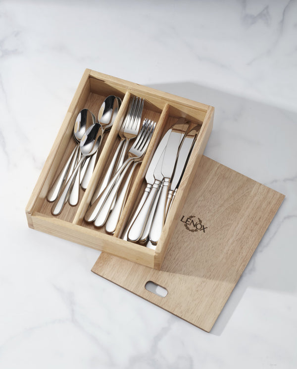Lenox Studio 1414 Mirror Polished 18/10 Stainless Flatware Set 24 Piece with Caddy 898888