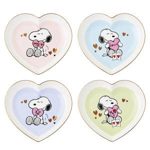 Lenox Snoopy Peanuts Heart Shaped Porcelain Dessert Plates with Gold Accent Set of 4 898892