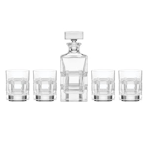 Lenox Hudson Hand-cut Lead Crystal Whiskey Set Plaid Pattern European Crafted Barware 898923