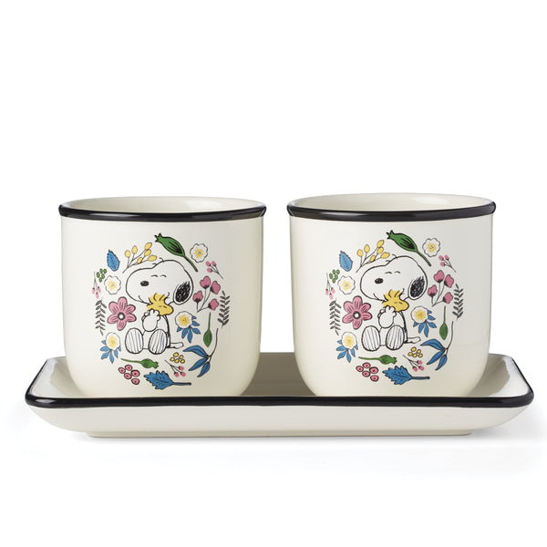 Lenox Chef Snoopy Glazed Porcelain Herb Pot Tray Set for Kitchen Windowsill Decor 898924