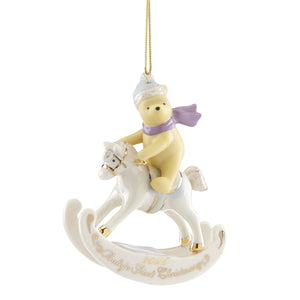 Lenox 2026 Dated Disney Keepsake Ornament Annual Holiday Collectible Gift with Gold Accents Licensed Multi 2026 Winnie the Pooh Baby's 1st Christmas Ornament 898941