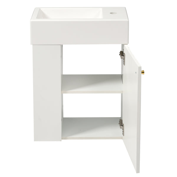 English Elm 18.5 Modern Floating Bathroom Vanity with Resin Sink, Wood Grain Triamine Finish, Soft-Close Doors, Side Storage N729P285506K