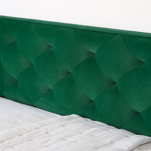 English Elm Twin Linen Tufted Daybed with Pop up Trundle and Usb Port for Guest Rooms Green W1413S00130