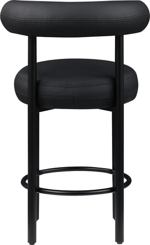Meridian Furniture Bordeaux Vegan Leather Counter Stool with Sculpted Back and Sturdy Matte Iron Frame Black 898Black-C