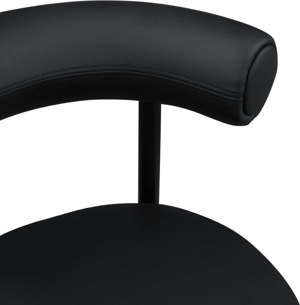Meridian Furniture Bordeaux Vegan Leather Counter Stool with Sculpted Back and Sturdy Matte Iron Frame Black 898Black-C