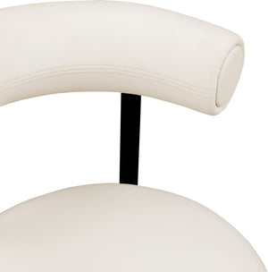 Meridian Furniture Bordeaux Vegan Leather Counter Stool with Sculpted Back and Sturdy Matte Iron Frame Cream 898Cream-C