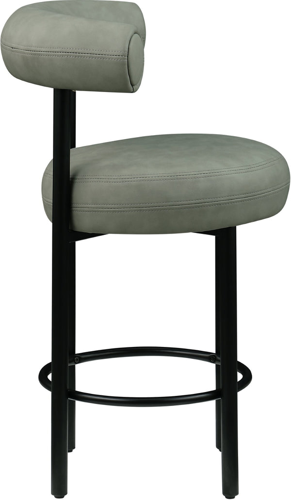 Meridian Furniture Bordeaux Vegan Leather Counter Stool with Sculpted Back and Sturdy Matte Iron Frame Green 898Green-C