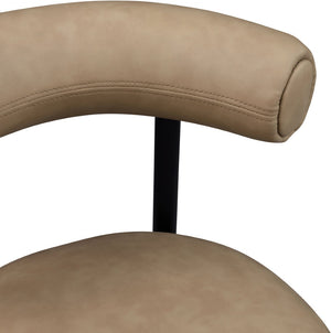 Meridian Furniture Bordeaux Vegan Leather Counter Stool with Sculpted Back and Sturdy Matte Iron Frame Tan 898Tan-C