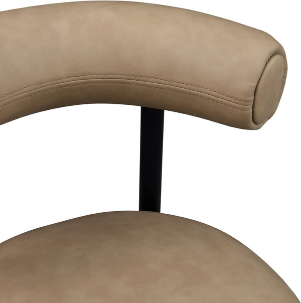Meridian Furniture Bordeaux Vegan Leather Counter Stool with Sculpted Back and Sturdy Matte Iron Frame Tan 898Tan-C