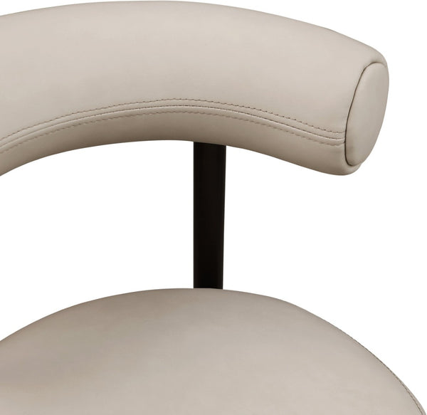 Meridian Furniture Bordeaux Vegan Leather Counter Stool with Sculpted Back and Sturdy Matte Iron Frame Taupe 898Taupe-C