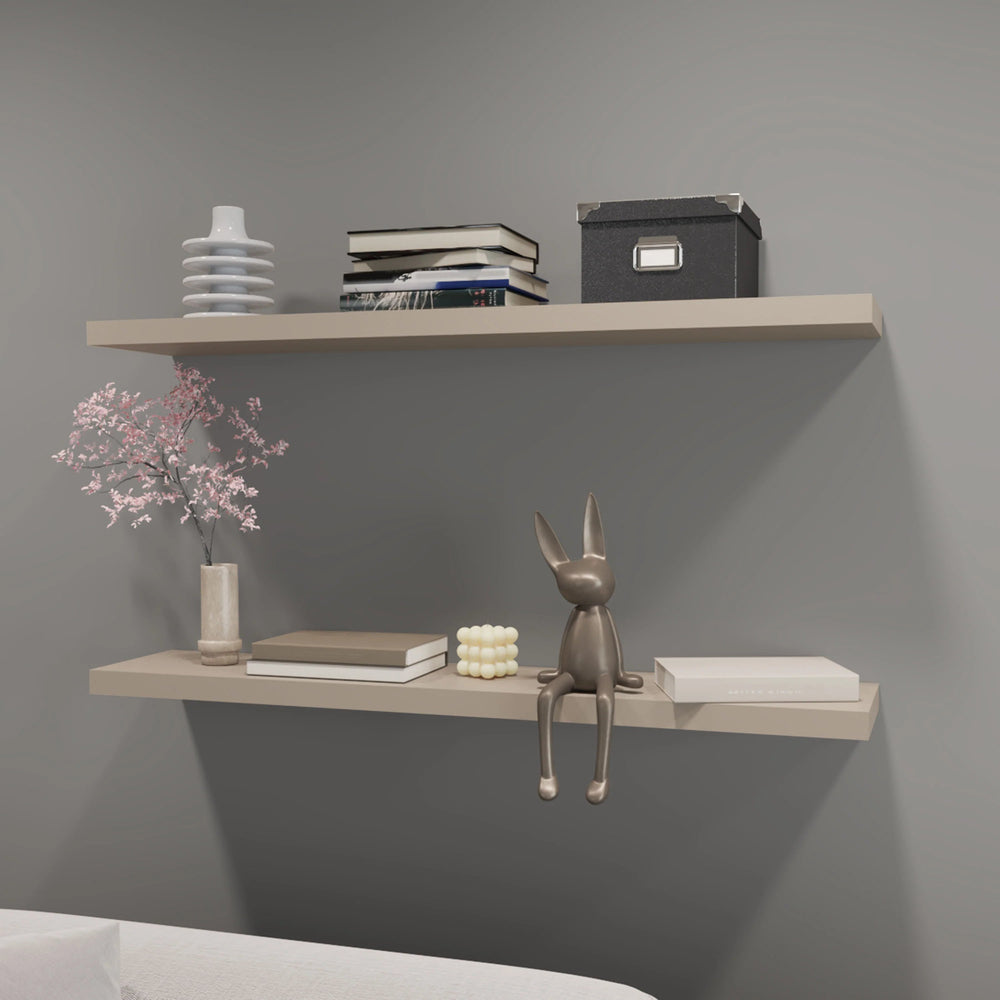 English Elm Taupe Floating Shelf 47.3" x 9.8" Minimalist Wall Shelf | Elegant Neutral Finish, Easy Assembly, Versatile Decor B062P252157