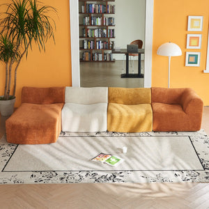 English Elm Modular Teddy Fleece Cloud Sectional Legless Sofa for Living Room Apartment W1765S00128