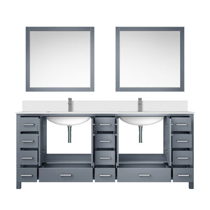 English Elm Dark Grey Double Bath Vanity 84" W x 22" D with Cultured Marble Top, Chrome Faucet & 34" Mirror, Durable Finish B2731S01114