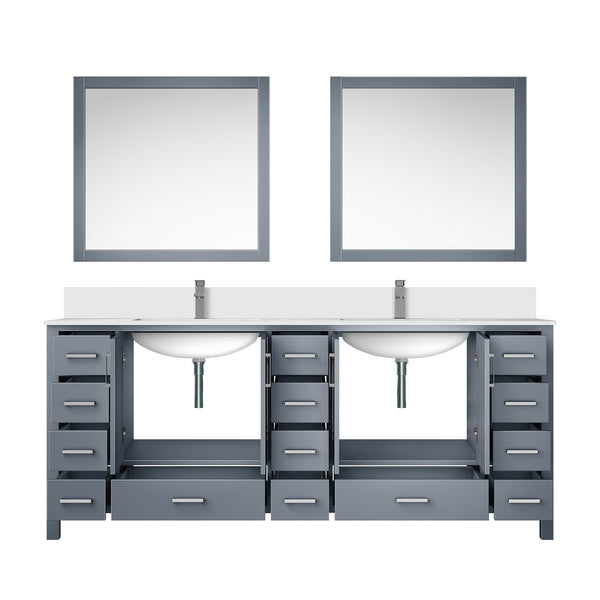 English Elm Dark Grey Double Bath Vanity 84" W x 22" D with Cultured Marble Top, Chrome Faucet & 34" Mirror, Durable Finish B2731S01114