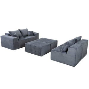 English Elm 6-Piece Modular U-Shaped Sectional Sofa with Chaise Convertible Corduroy Comfort and Secure Base Gray W3163S00039