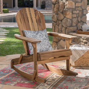 English Elm Christopher Knight Home® - MALIBU Adirondack Rocking Chair in Handcrafted Acacia Wood for Patio, Weather-Resistant Comfort & Style Natural 43 L x 28 W x 14.5 H 61681.00