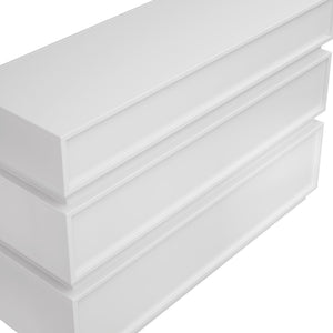 English Elm 6 Drawer Dresser White Modern No-Handle Chest with Wide Storage, Smooth Finish, Scratch-Resistant Design W757P318426