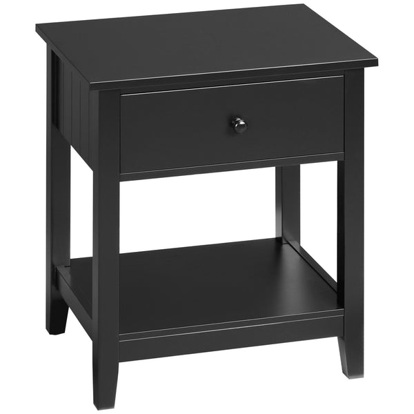 English Elm HOMCOM Modern 2-Tier End Table with Drawer & Open Shelf, Compact Bedroom Living Room Nightstand (95) W2225P173884