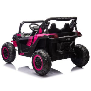 English Elm 24v Two Seat Kids Electric Utv with Parental Remote Suspension Off Road Ride On Pink W1578P184801