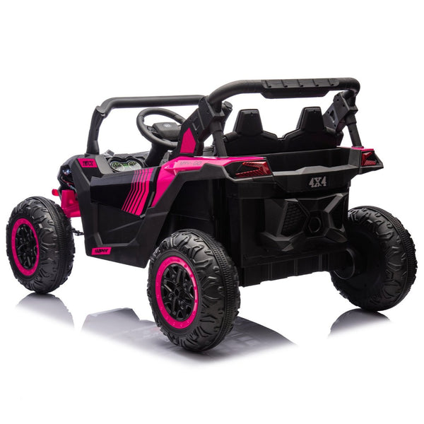 English Elm 24v Two Seat Kids Electric Utv with Parental Remote Suspension Off Road Ride On Pink W1578P184801