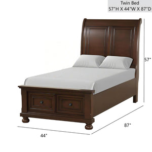 English Elm Meade Sleigh Bed In Dark Cherry Finish - Elegant Twin Bed With Storage Drawers, No Mattress Included B078S00647