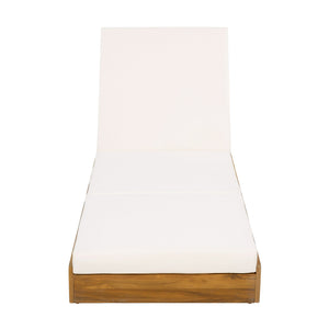 English Elm Christopher Knight Home® - Lounge Chaise Set - Solid Acacia Wood With Water-Resistant Cream Cushion For Ultimate Comfort & Style N770P272405T_N770P208317C