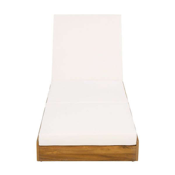 English Elm Christopher Knight Home® - Lounge Chaise Set - Solid Acacia Wood With Water-Resistant Cream Cushion For Ultimate Comfort & Style N770P272405T_N770P208317C