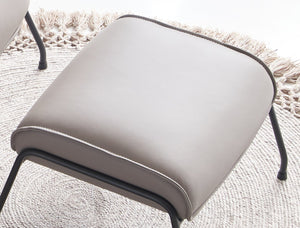 English Elm Jabel Khaki Top Grain Leather Accent Chair & Ottoman with Metal Frame, Full Foam Comfort, 37"H B2726S00392