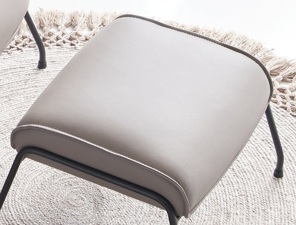 English Elm Jabel Khaki Top Grain Leather Accent Chair & Ottoman with Metal Frame, Full Foam Comfort, 37"H B2726S00392