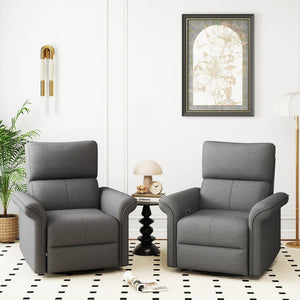 English Elm 270° Swivel Power Recliner Velvet Glider Rocker with Usb Ports for Living Room W1028S00057
