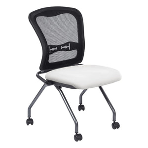 OSP Home Furnishings Soft-flex Pro-line Ii Ergonomic Folding Chair with Mesh Back and Lumbar Support Snow 84220-R101