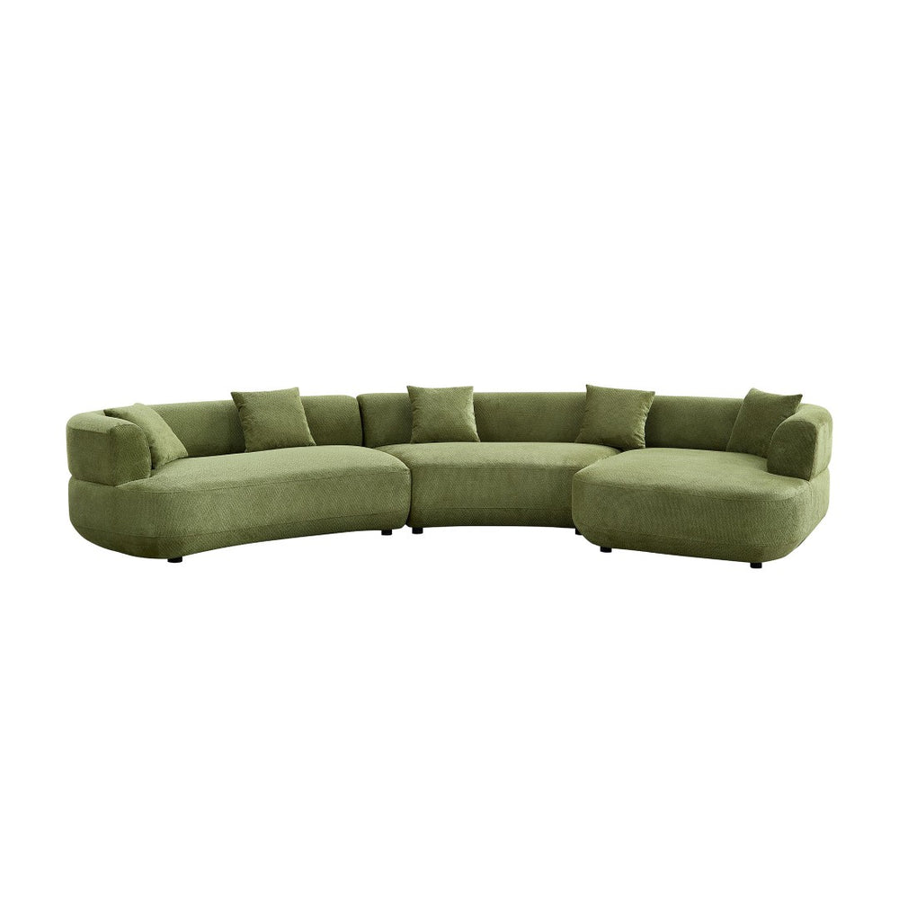 English Elm 155.91 Inch Modular Curved Sectional Sage Green Quilted Polyester Sofa for Living Room W2582S00197