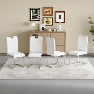 English Elm Set of 2 Gloss Pu Bow-back Dining Chairs with Ergonomic Curved Support for Modern Lofts White W1512P491841