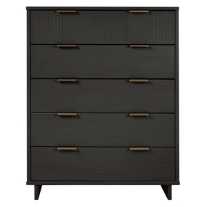 English Elm Granville 38" Charcoal Gray Chest With 5 Drawers - Stylish Solid Wood Storage For Modern Homes B365S00084