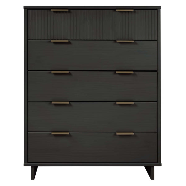 English Elm Granville 38" Charcoal Gray Chest With 5 Drawers - Stylish Solid Wood Storage For Modern Homes B365S00084