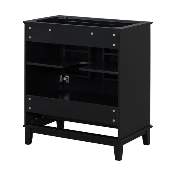 English Elm 30" Matte Black Bathroom Vanity Base Solid Wood Frame Mdf Storage Cabinet Modern N725P186143B