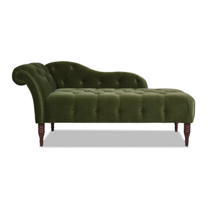 English Elm Jennifer Taylor Home - Samuel Tufted Roll Arm Chaise Lounge in Lux Velvet Upholstery with Kiln-Dried Hardwood Frame and Plush Support Olive Green B2719P238293