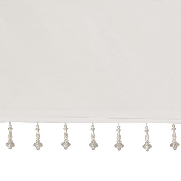 JLA Home Madison Park - Lightweight Faux Silk Valance with Beaded Trim, Rich White Sheen, Lined Twist-Tab Design for Privacy MP41-4453