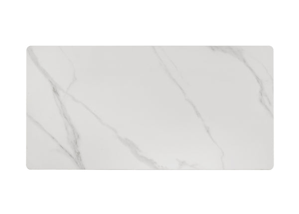 English Elm Contemporary 3-Piece Table Set With Sintered Stone Top, Silver-Capped Legs, Black & White Finish B2741S00687